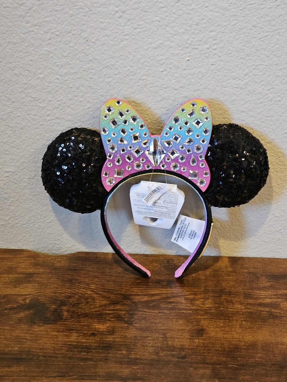 NWT Sequin Minnie Ear Headband with Iridescent Bow